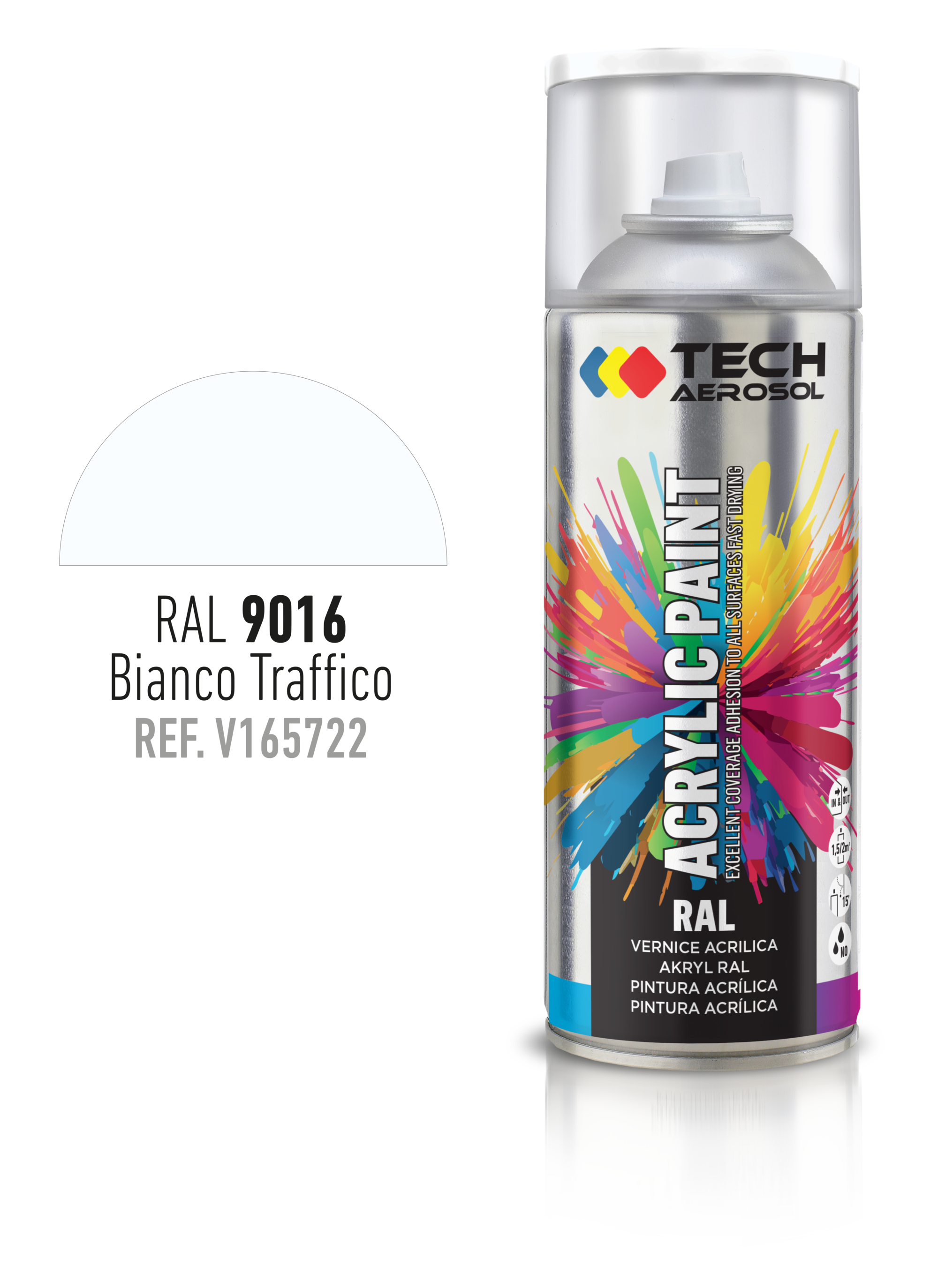 VMD 100 Bomboletta Vernice Acrilica Spray 400 Ml - Colore RAL 9016 Bianco Traffico, Asciugatura Rapida, Uso Professionale